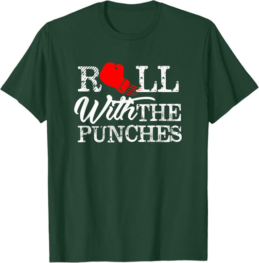 Motivational Boxing Roll With The Punches T Shirt T-Shirt - T-Shirt | Forest