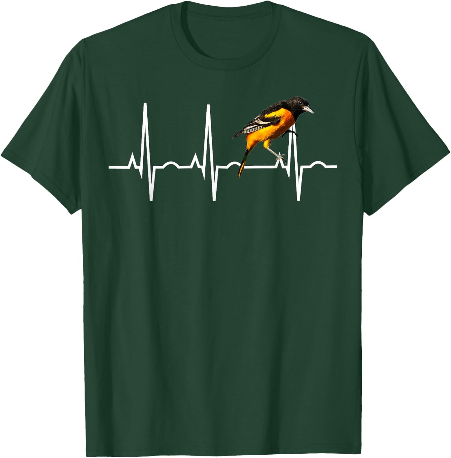 Oriole Shirt for Birders - Baltimore Oriole Heartbeat T-Shirt - T-Shirt | Forest