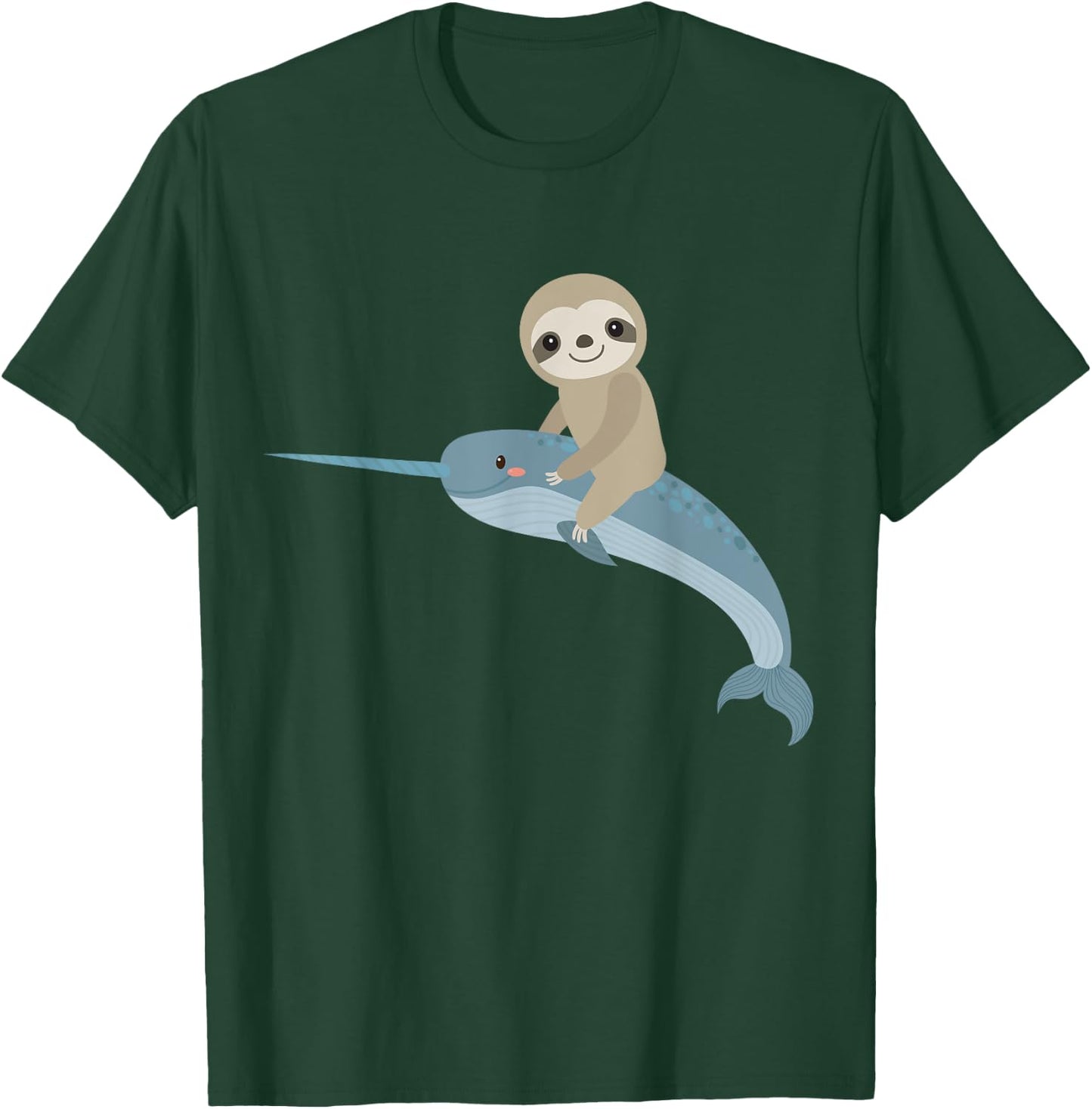 Sloth riding Narwhal, Unicorn of the Sea, men women boy girl T-Shirt - T-Shirt | Forest