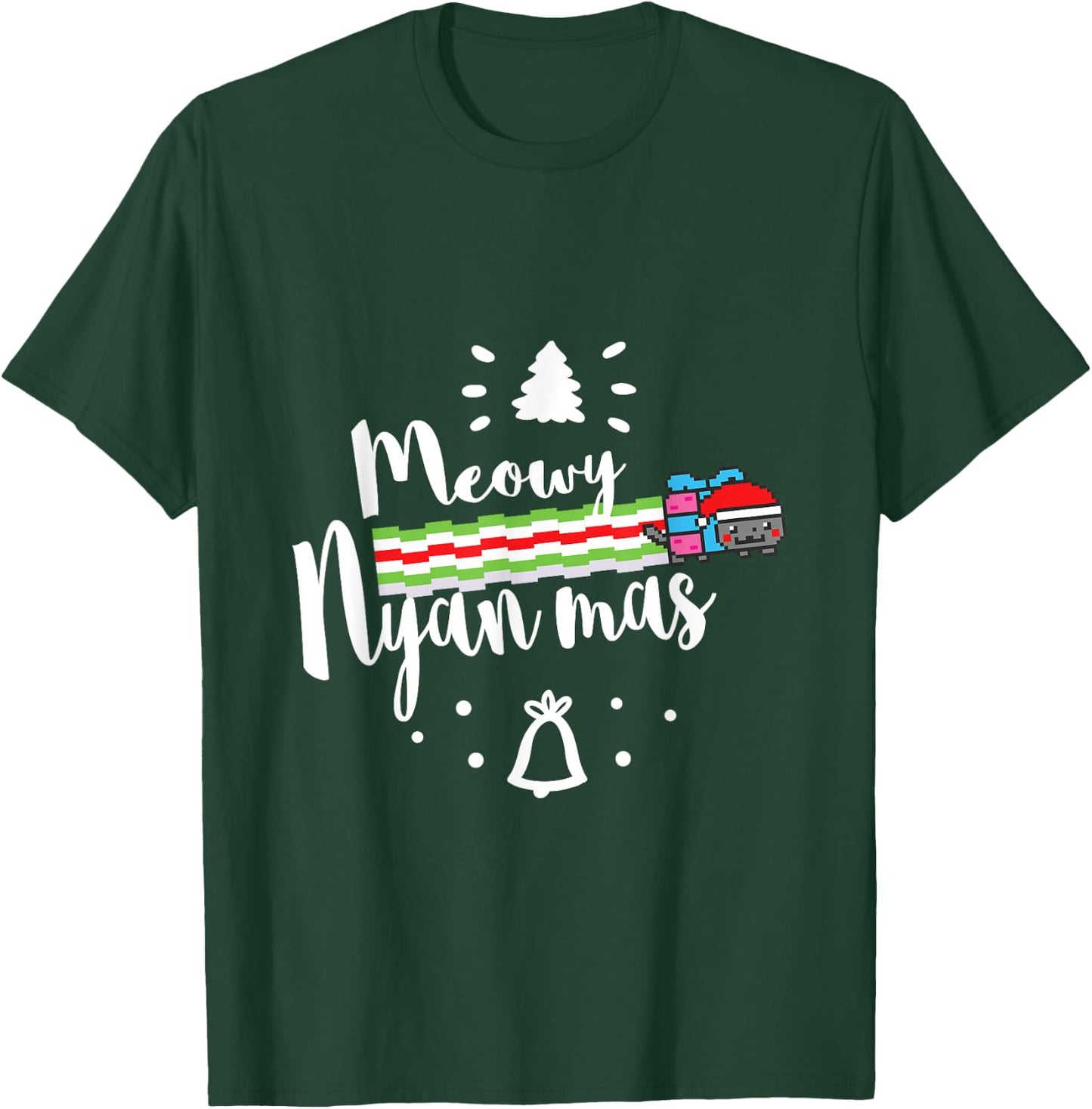 Meowy Nyan Mas - Christmas Nyan Cat Men Women Kids T-Shirt - T-Shirt | Forest