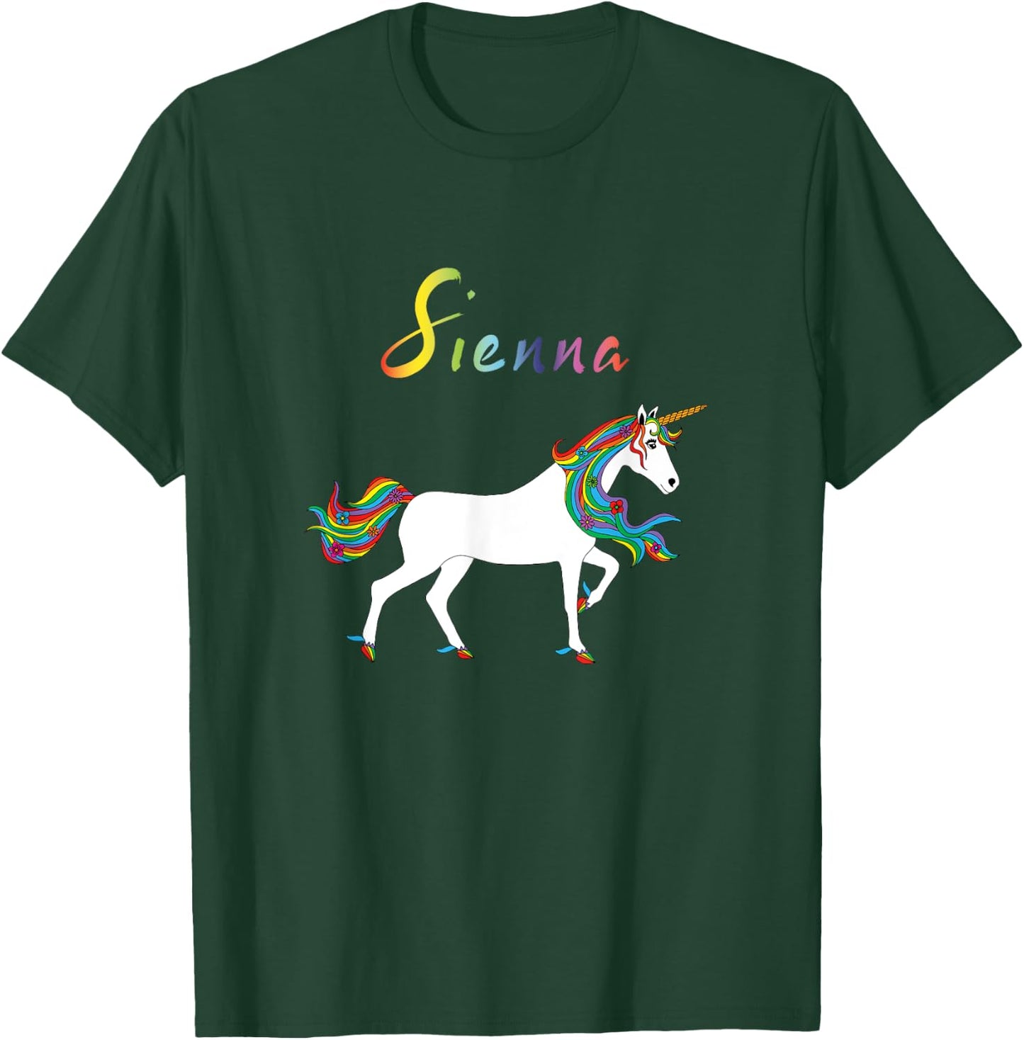 Sienna Personalized First Name Unicorn T-Shirt - T-Shirt | Forest