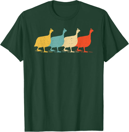 Guinea Fowl Vintage Retro Pearl hen Bird Lover 60s 70s Gift T-Shirt - T-Shirt | Forest