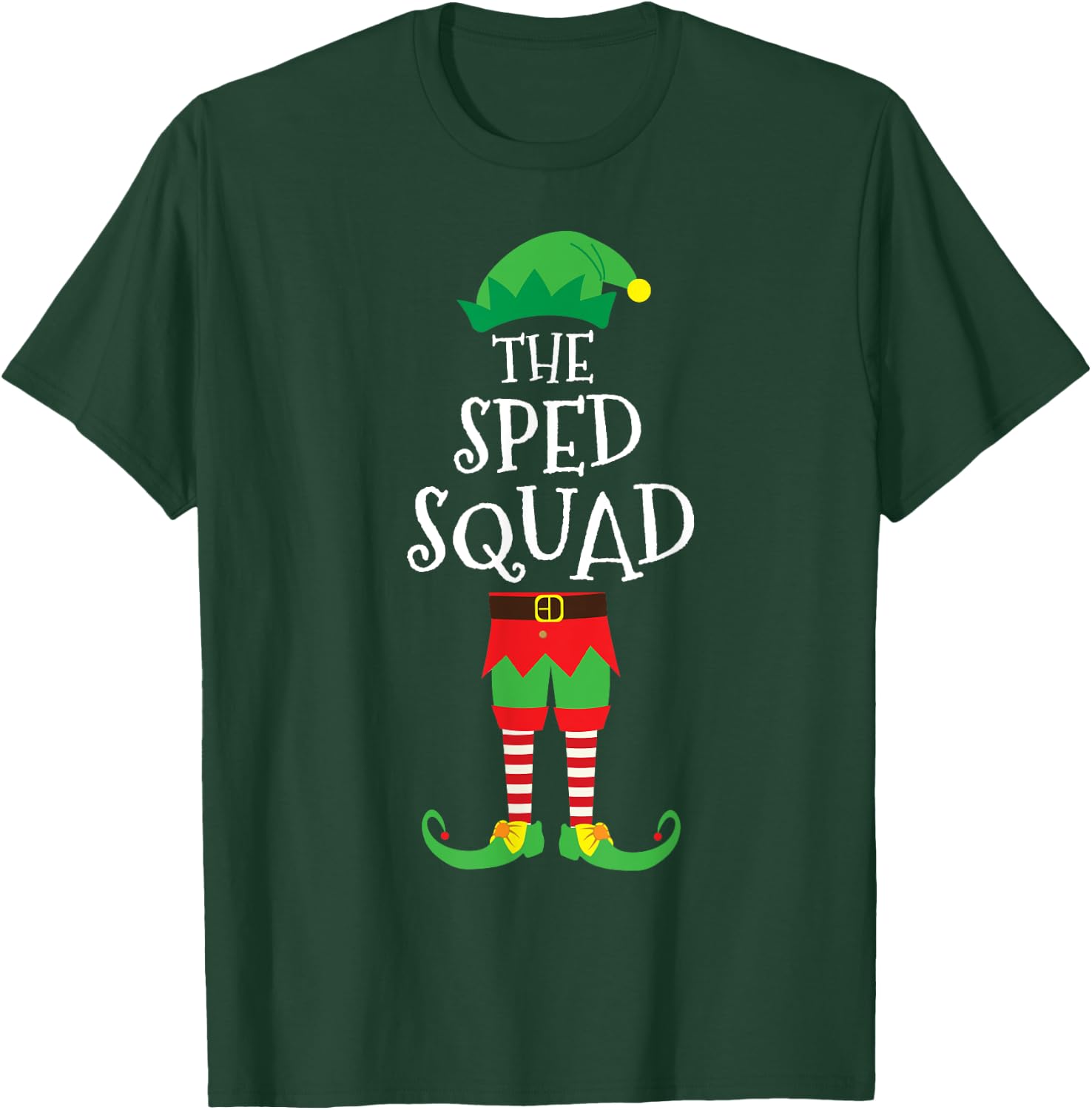 SPED Squad Elf Teacher Matching Christmas Party Pajama T-Shirt - T-Shirt | Forest