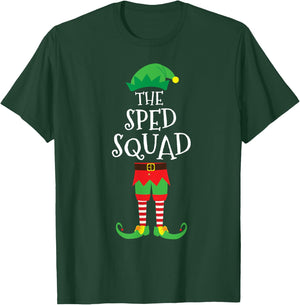 SPED Squad Elf Teacher Matching Christmas Party Pajama T-Shirt - T-Shirt | Forest