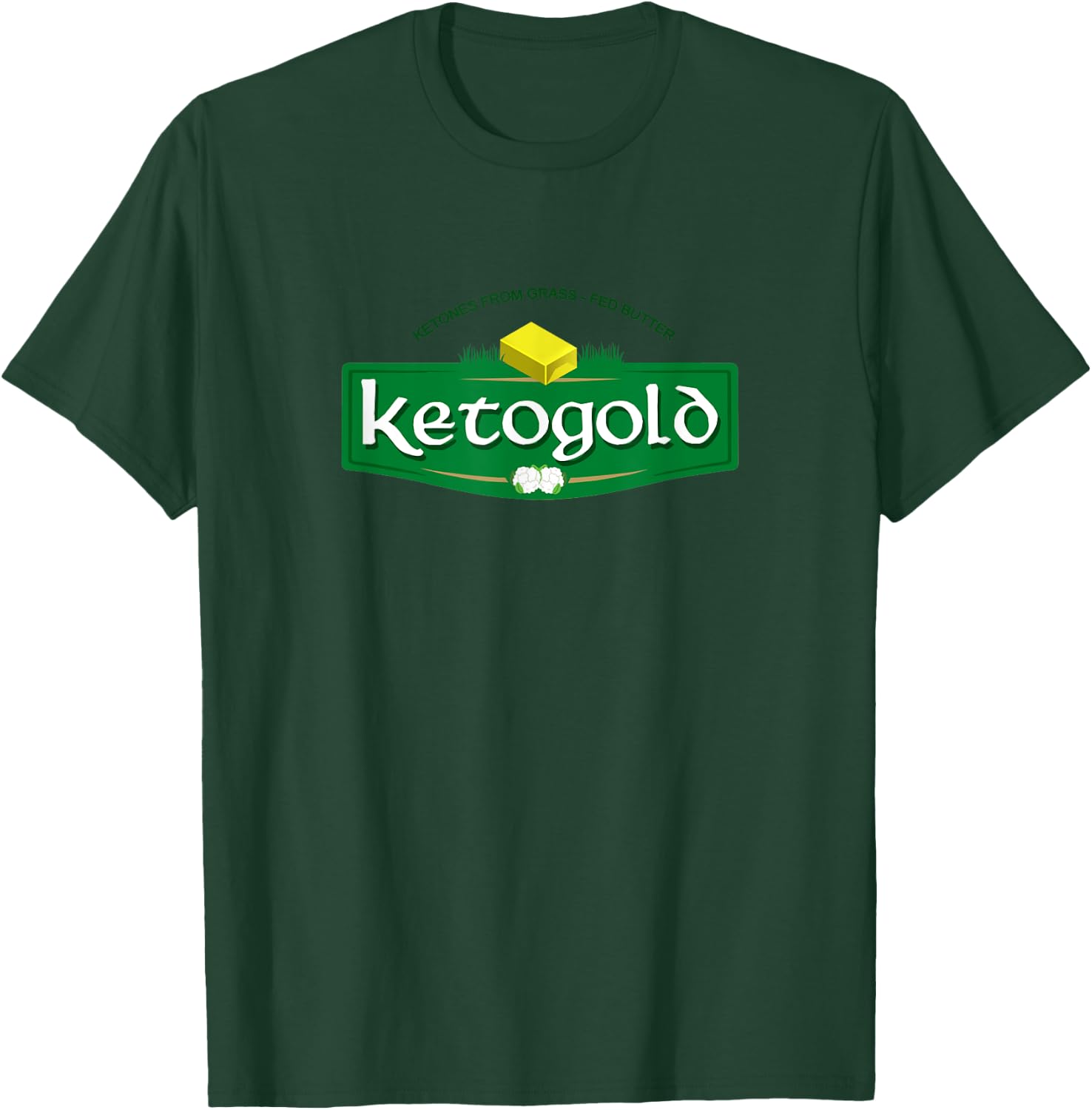 Keto Gold Funny Ketogenic Grass Fed Irish Butter Diet Shirt T-Shirt - T-Shirt | Forest