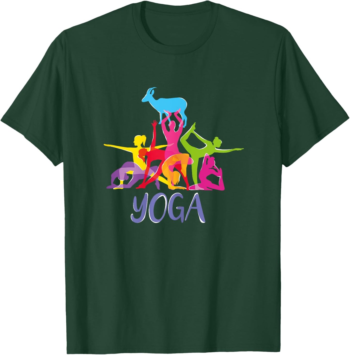Yoga Goat Funny Farming Sport Shirt. Downward Face Pose T-Shirt - T-Shirt | Forest