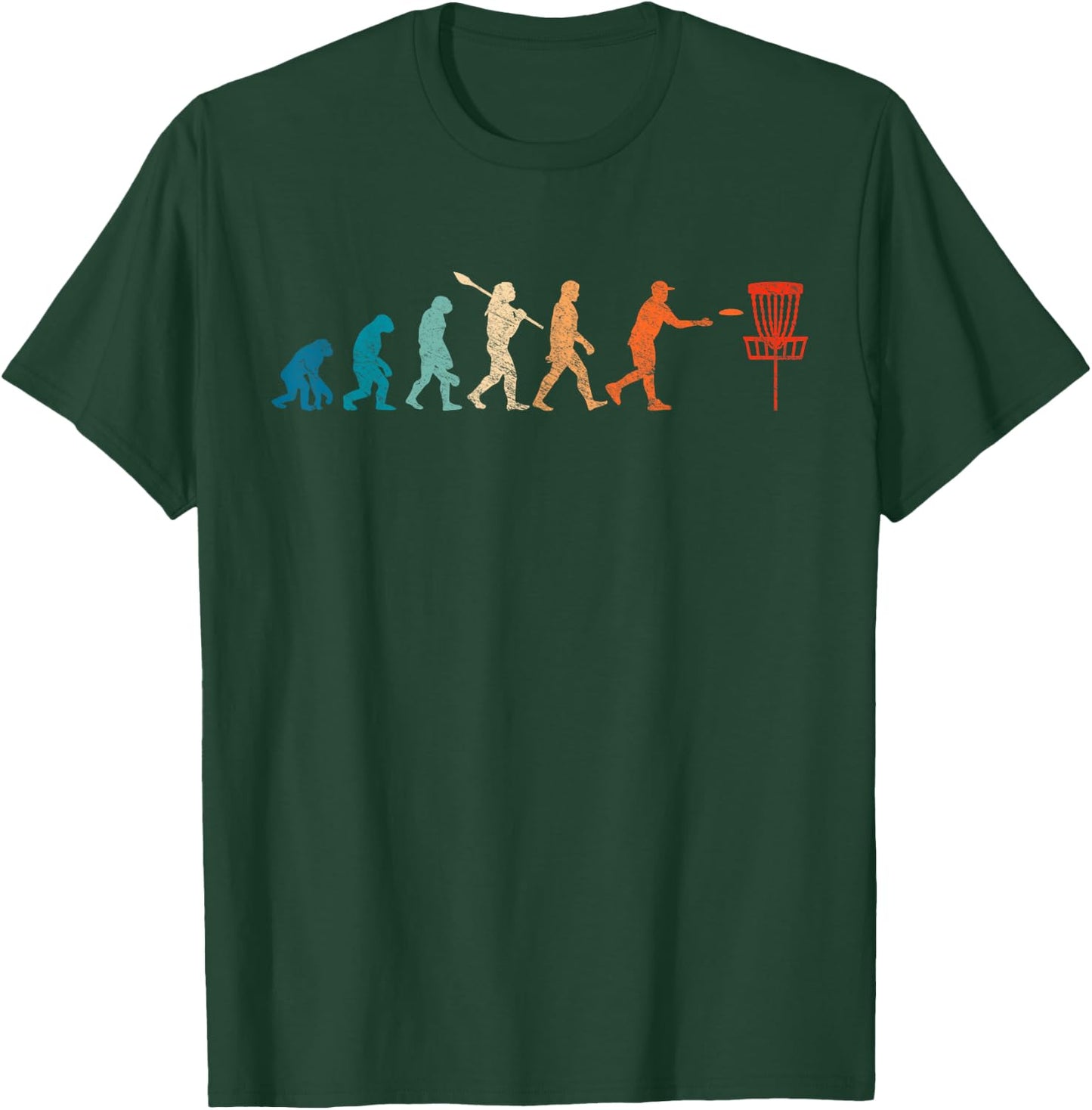 Vintage Evolution Disc Golf Funny Lucky Golfing Golf Lovers T-Shirt - T-Shirt | Forest