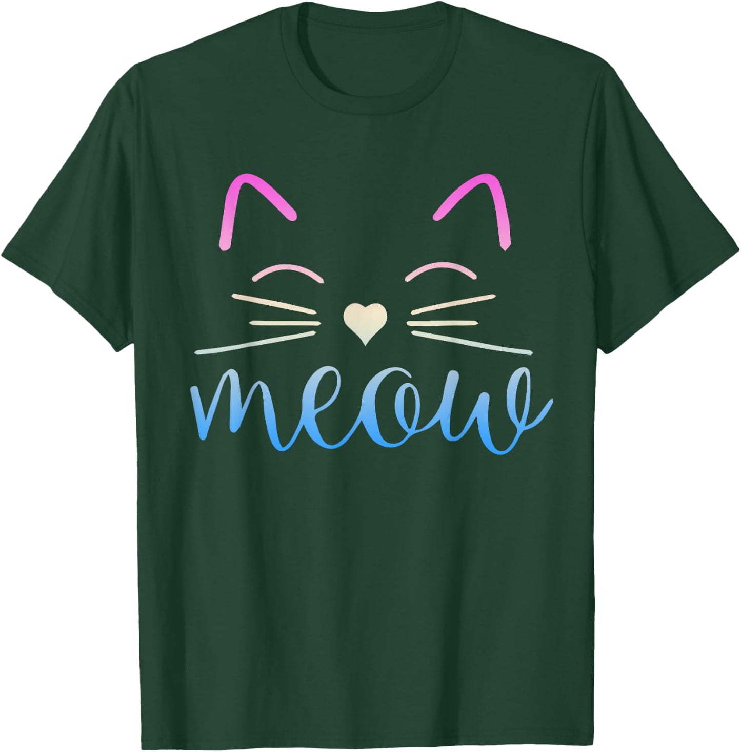 Meow Cute Cat Face Funny Quote for Cat fans T-Shirt - T-Shirt | Forest