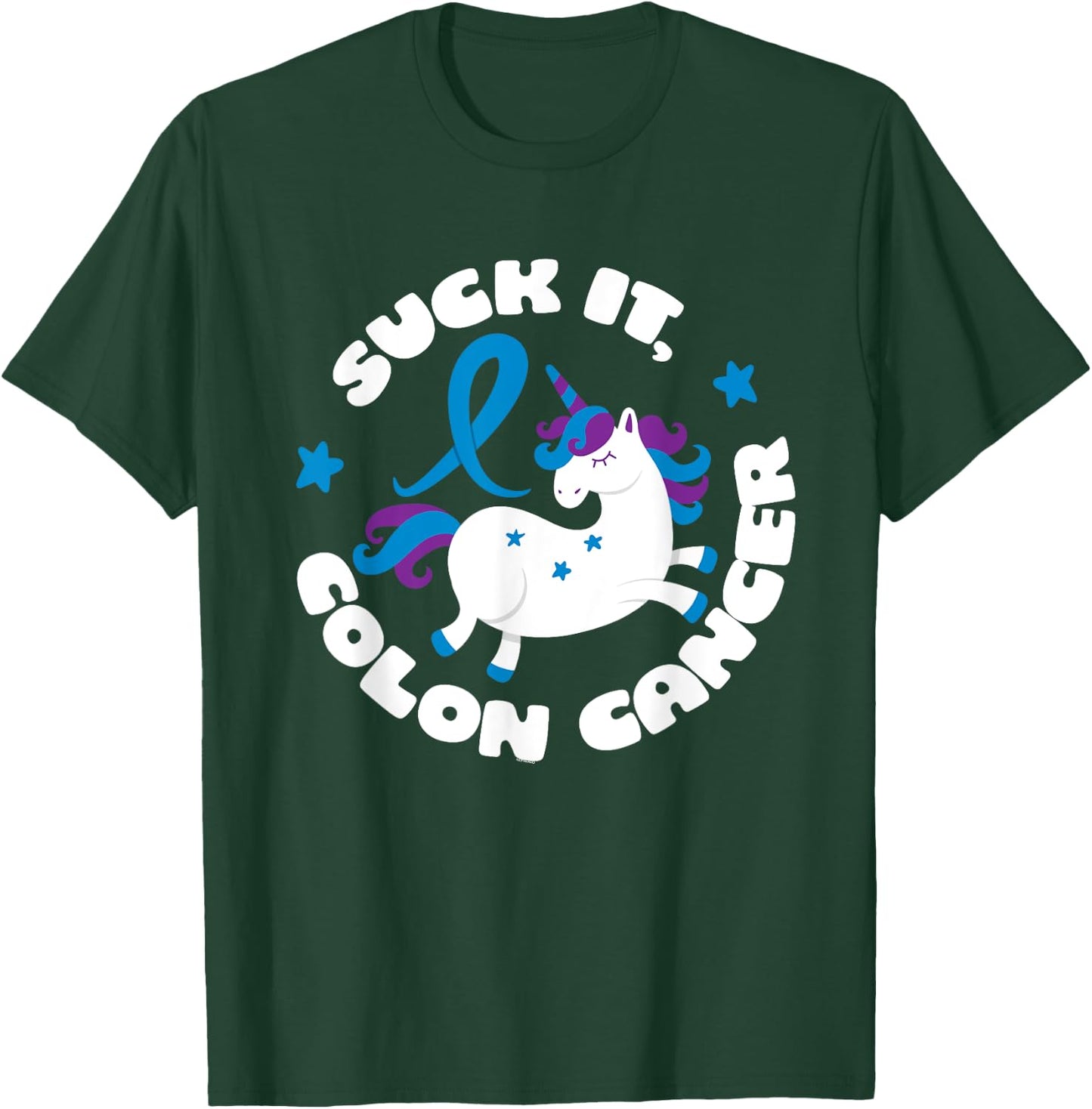 Colon Cancer Shirt | Suck It Colon Cancer Funny Unicorn Gift T-Shirt - T-Shirt | Forest