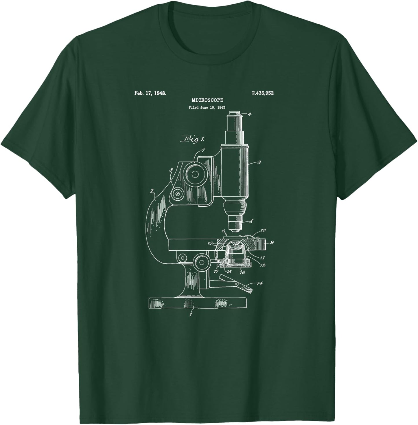 Vintage Science Microscope Blueprint Shirt - Scientist T-Shirt - T-Shirt | Forest