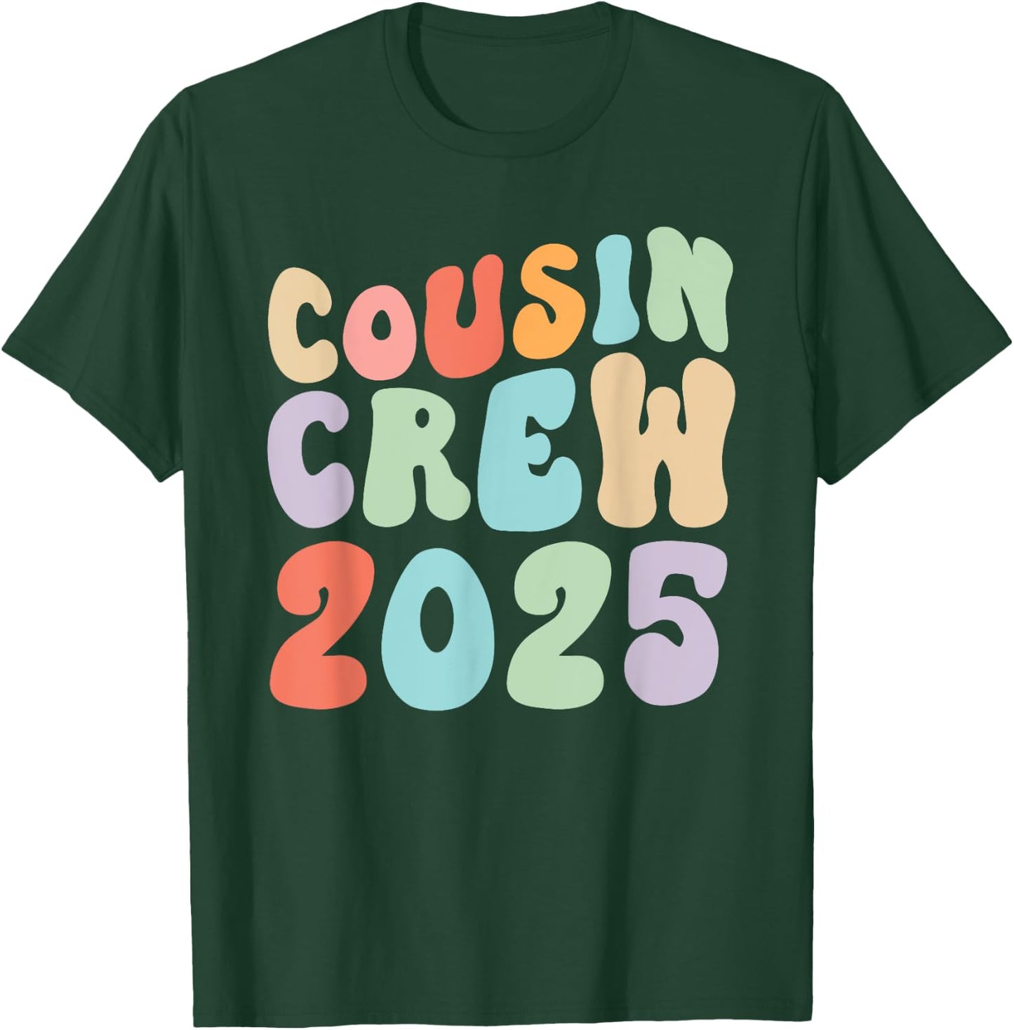 Vintage Cousin Crew 2025 Groovy Retro Design Family Matching T-Shirt - T-Shirt | Forest