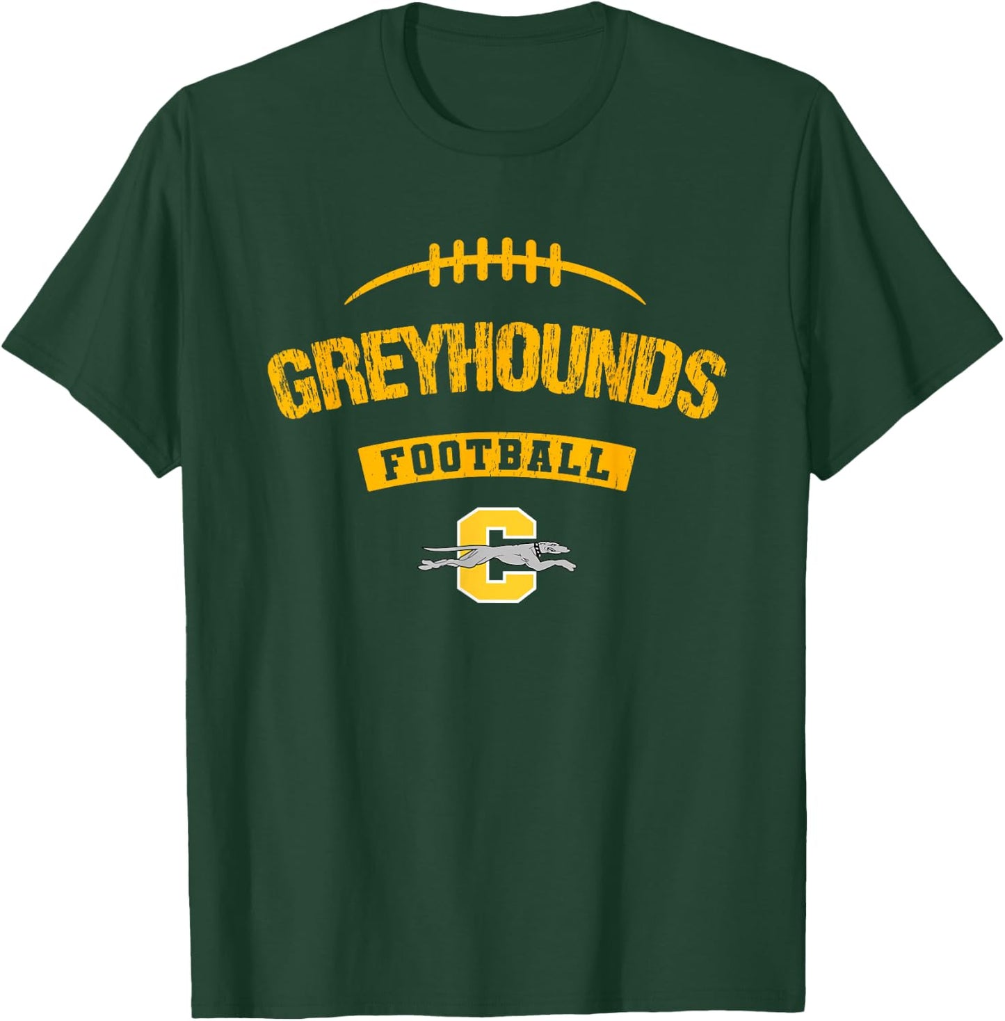 Carmel Greyhounds Logo Football Distressed HS T-Shirt - T-Shirt | Forest