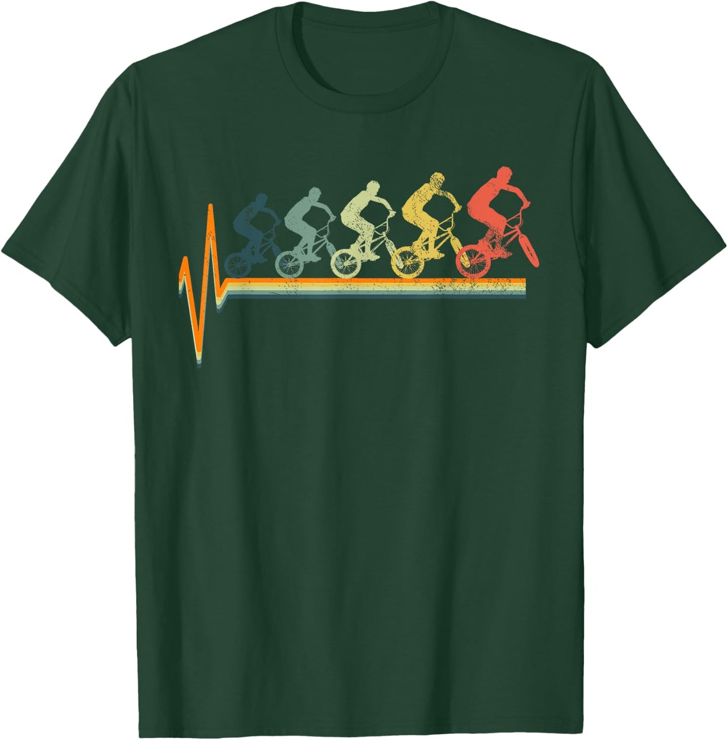 BMX Heartbeat Biker Stunt Love Gift T-Shirt - T-Shirt | Forest