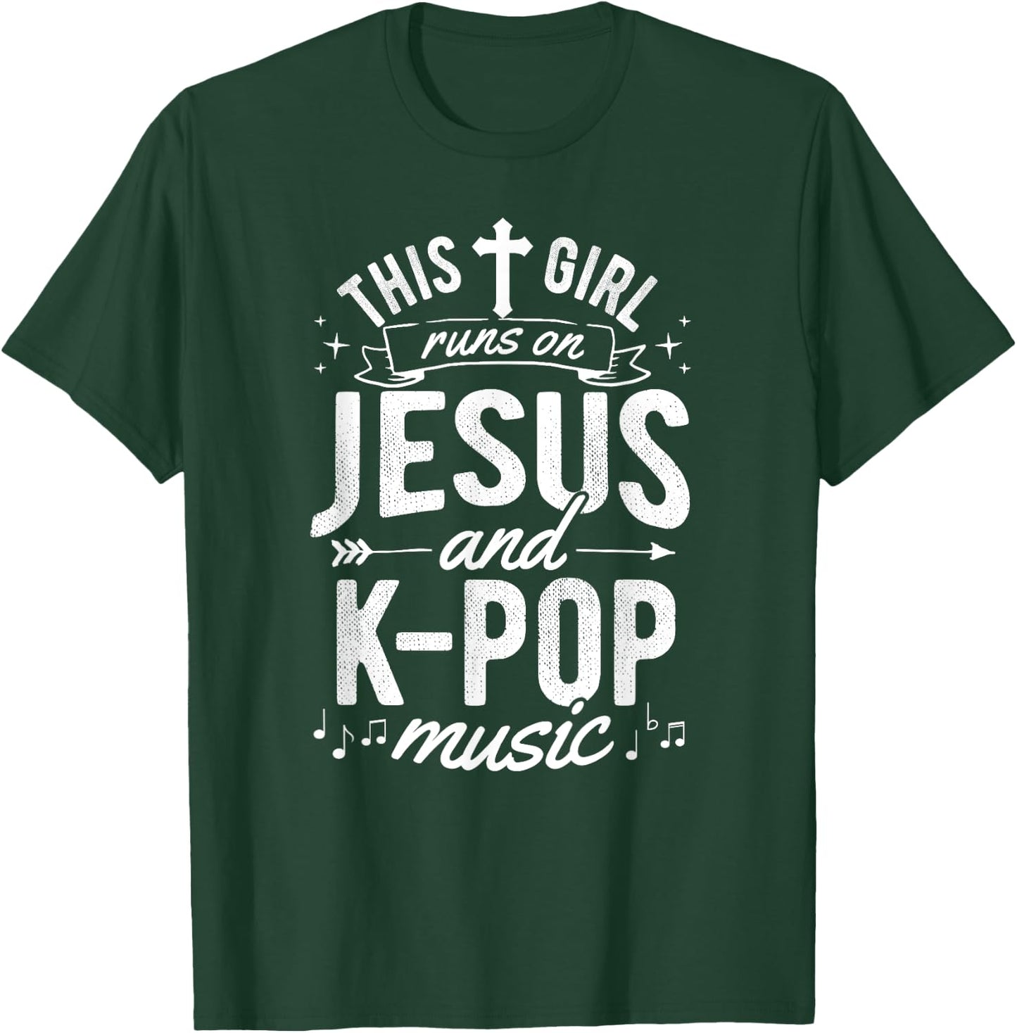 Korean K-Pop Girl Women Gift Runs On Jesus T-Shirt - T-Shirt | Forest