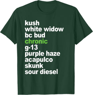 Weed List top Cannabis Medical Marijuana Strains T-Shirt - T-Shirt | Forest