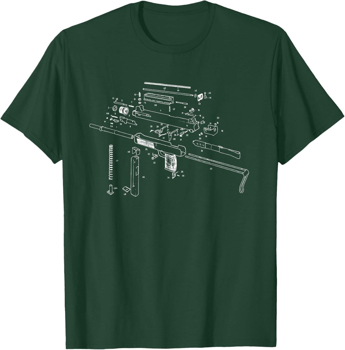 Uzi Schematic Diagram Shirt T-Shirt - T-Shirt | Forest