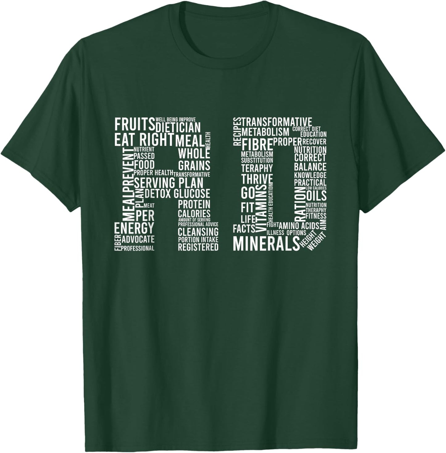 RD Words Registered Dietitian Dietician Nutrition Food Gift T-Shirt - T-Shirt | Forest