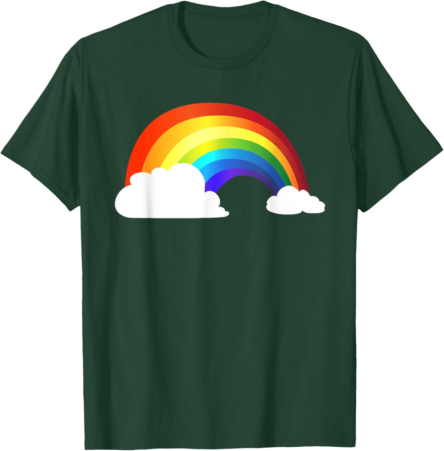 Rainbow - Shiny Rainbow in the Clouds T-Shirt - T-Shirt | Forest