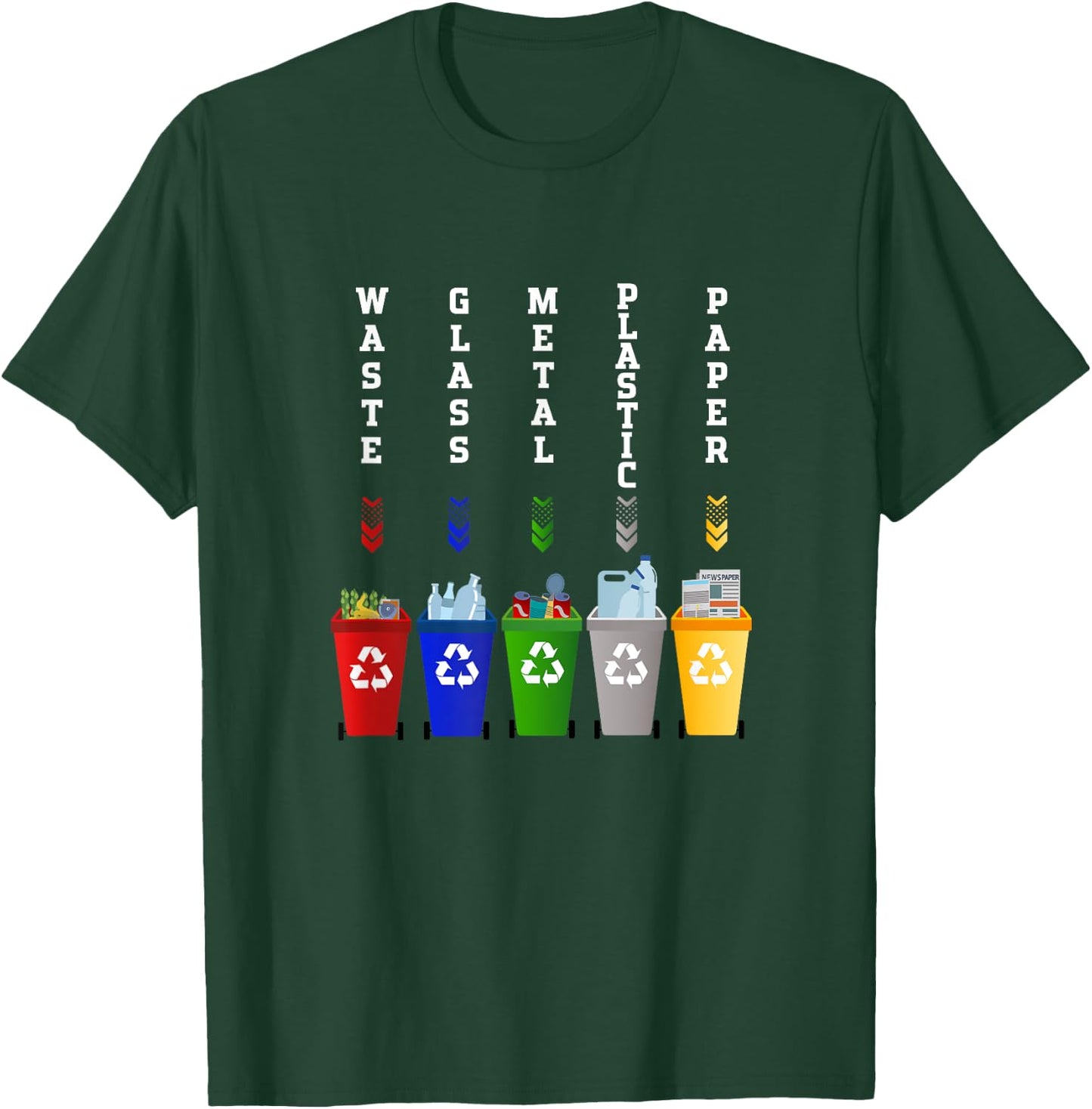 Recycling Trash Sorting bins T-Shirt - T-Shirt | Forest