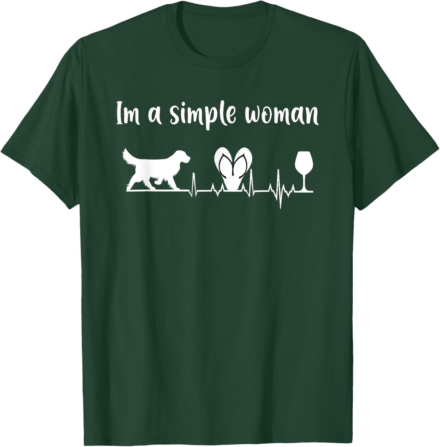 Im a simple woman Labrador Wine Flip Flops Dog EKG Gift T-Shirt - T-Shirt | Forest