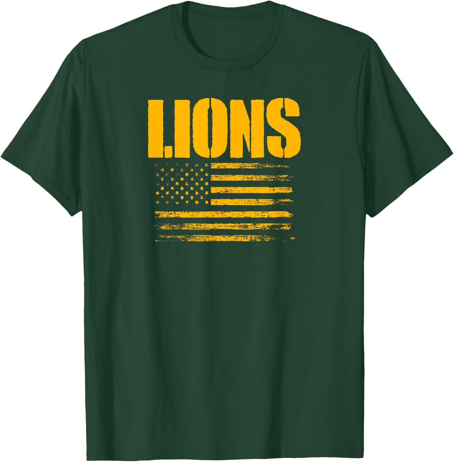 Lewisville Lions USA Flag Pride T-Shirt - T-Shirt | Forest