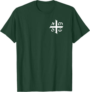 AMDG Ad Majorem Dei Gloriam - Small Jesuit Cross White T-Shirt - T-Shirt | Forest