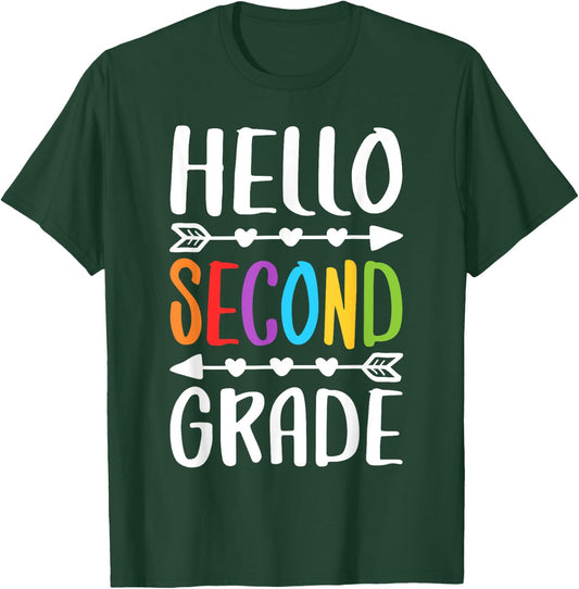 Hello Second Grade Shirt 2nd Grade Boy Girl Student Teacher T-Shirt - T-Shirt | Forest
