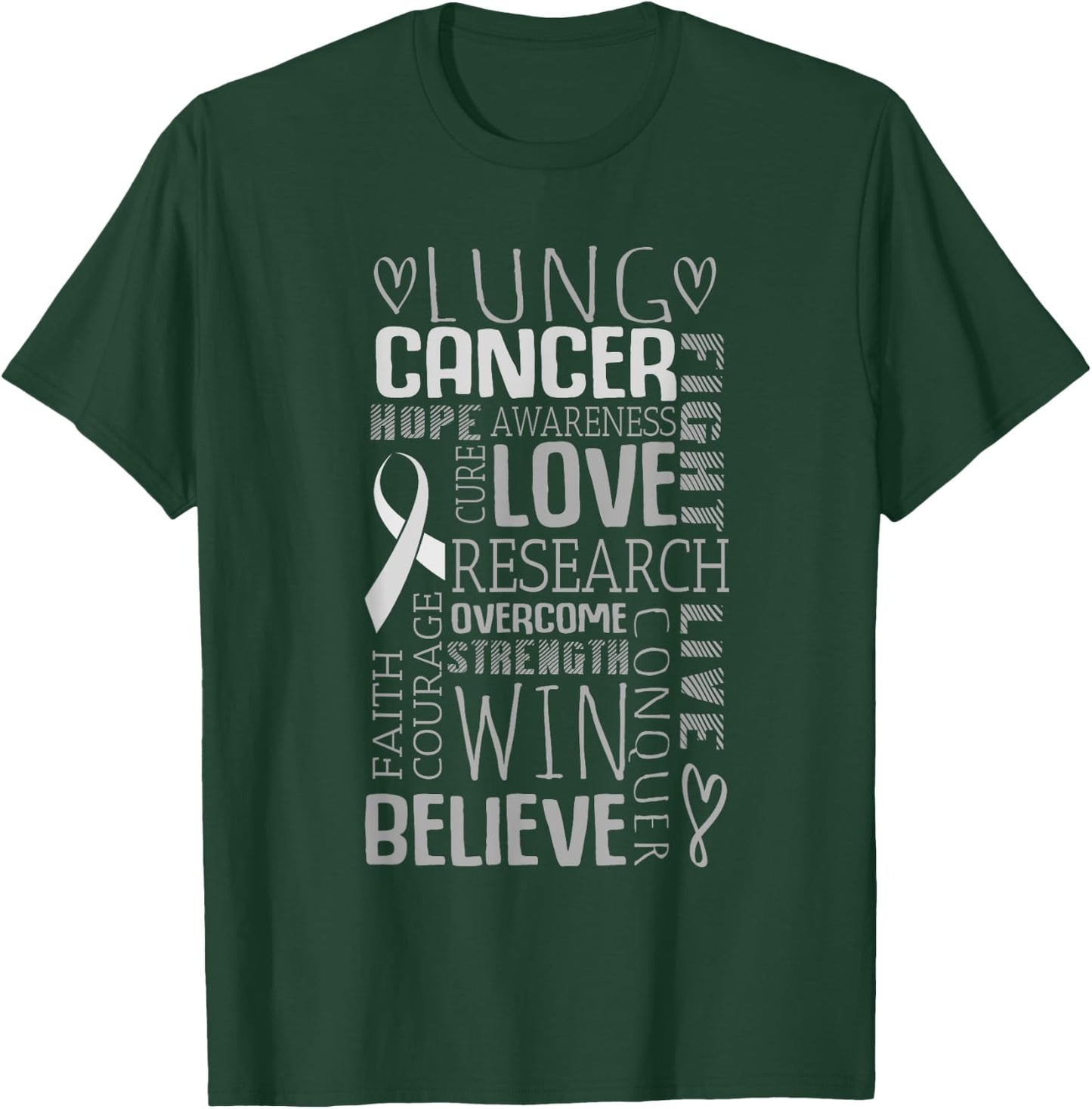 Word Cloud Lung Cancer Awareness T Shirt Women Men Kids Gift T-Shirt - T-Shirt | Forest