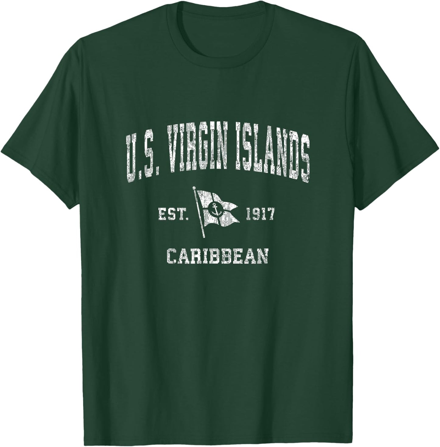 U.S. Virgin Islands Vintage Nautical Boat Anchor Flag Sports T-Shirt - T-Shirt | Forest