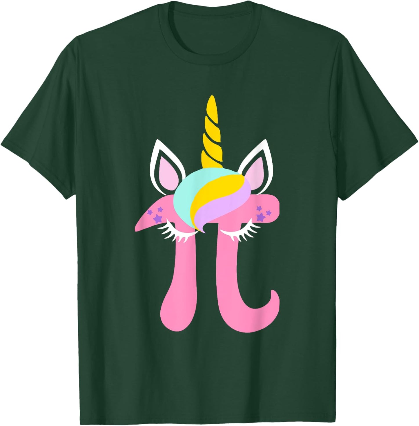 Unicorn Pi Symbol Funny Math Nerd Women Kids T Shirt T-Shirt - T-Shirt | Forest