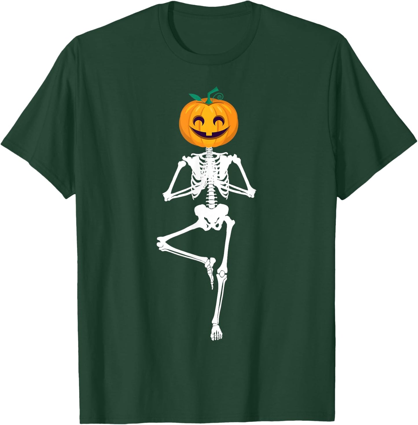 Halloween Pumpkin skeleton Yoga Zen Meditation Gift T-Shirt - T-Shirt | Forest