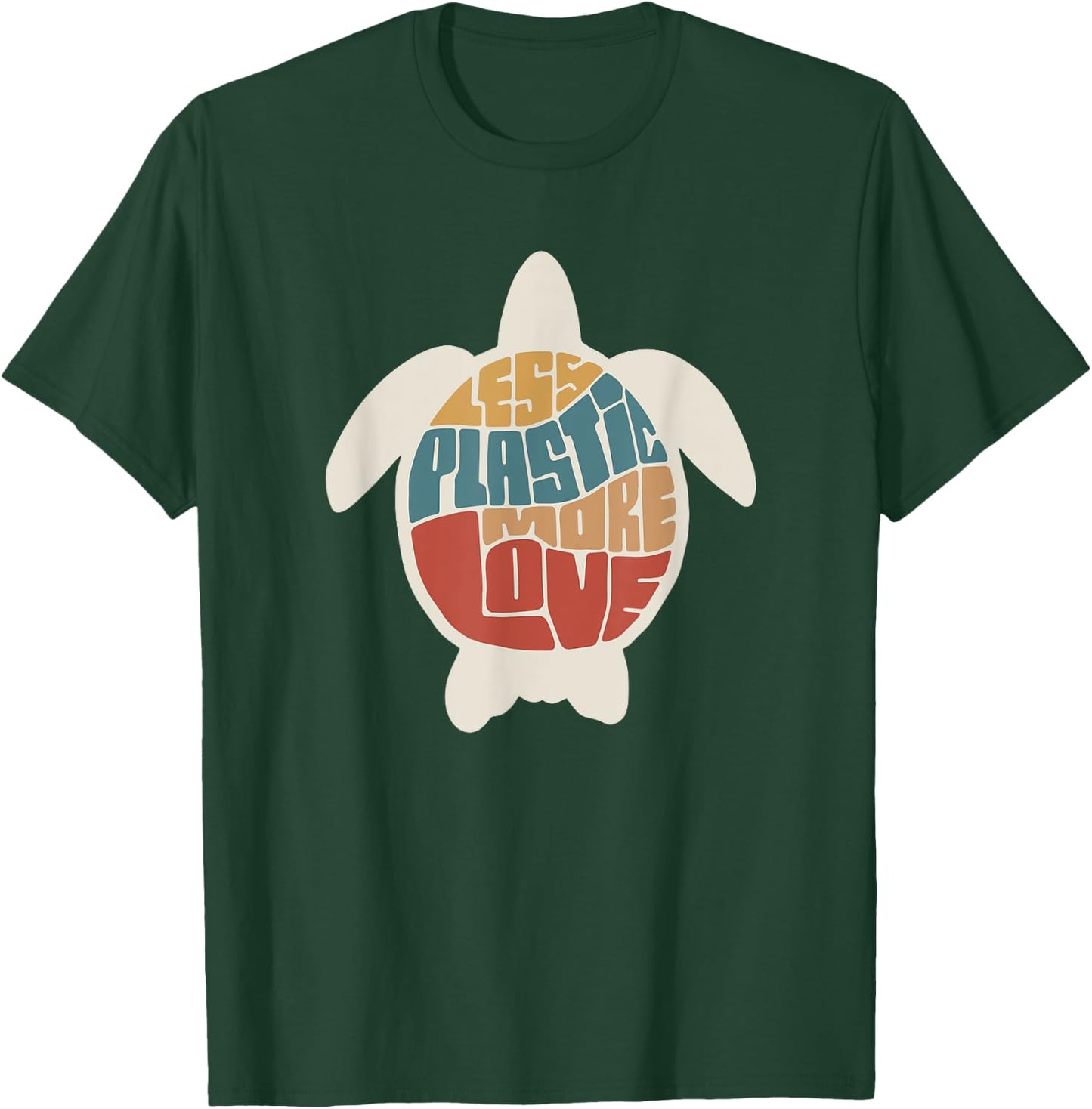Less Plastic More Love - Retro Turtle Shirt T-Shirt - T-Shirt | Forest