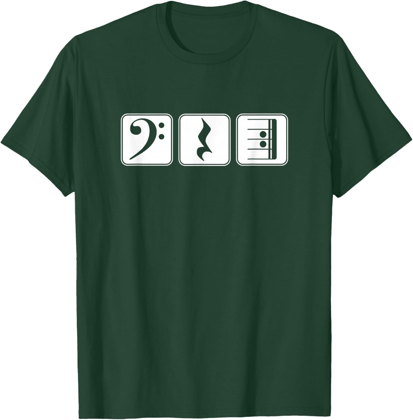 Bass Clef Play Rest Repeat Music Symbols T-Shirt - T-Shirt | Forest