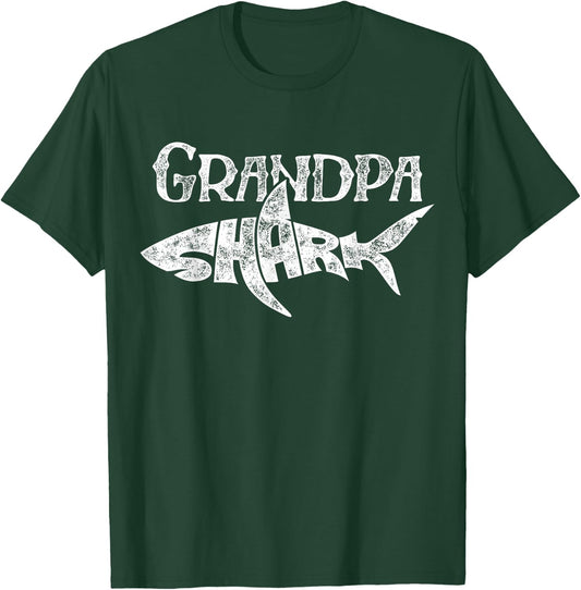 Grandpa Shark T Shirt Family Matching Men Jawsome Gifts T-Shirt - T-Shirt | Forest