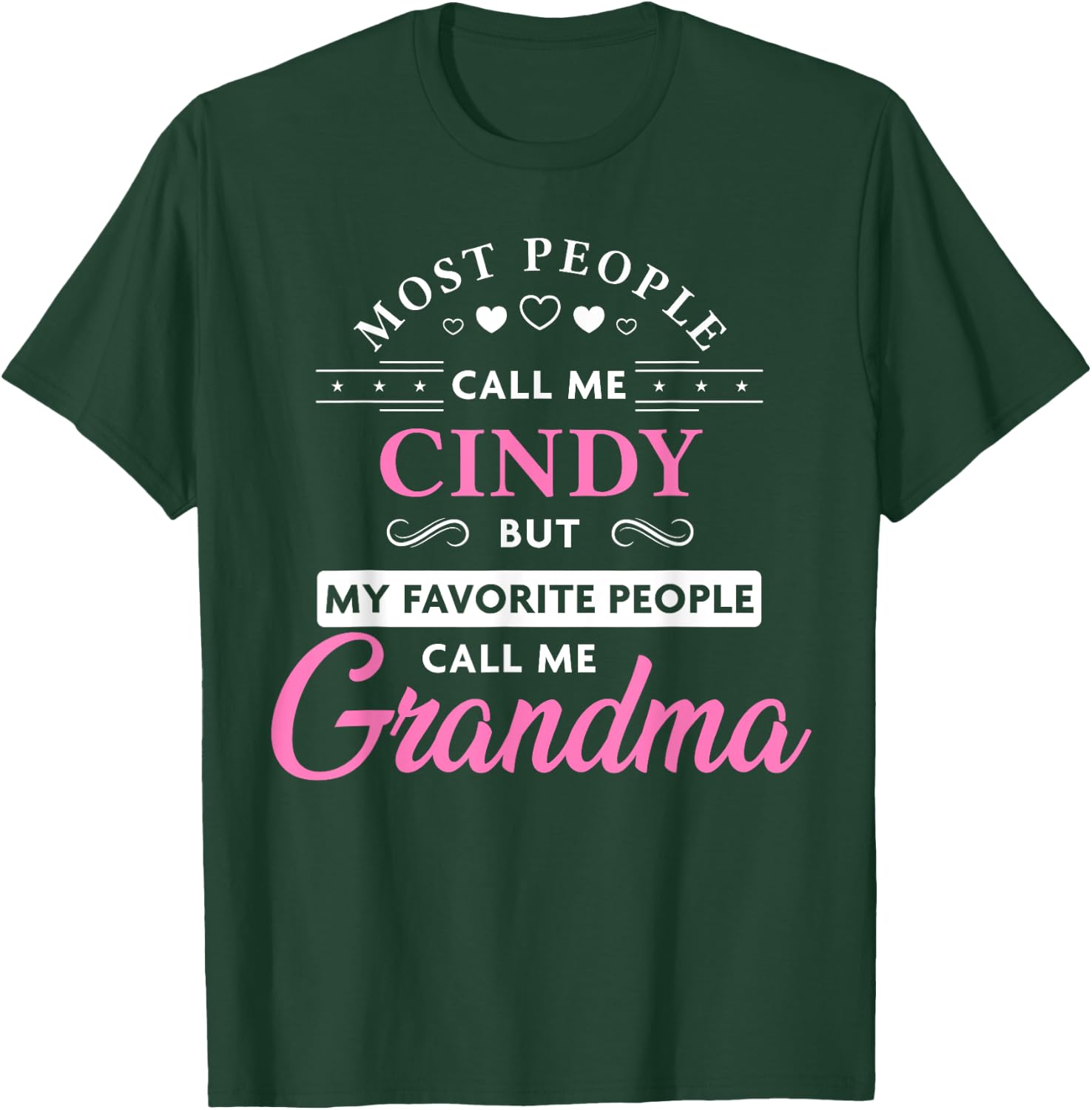 Zum2 Grandma Gifts Cindy Personalized Grandma - Women's - Black - 3X-Large - Short Sleeve - - Classic Fit - Cotton & Polyester Blend T-Shirt - T-Shirt | Forest