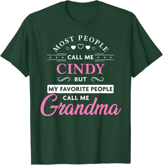 Zum2 Grandma Gifts Cindy Personalized Grandma - Women's - Black - 3X-Large - Short Sleeve - - Classic Fit - Cotton & Polyester Blend T-Shirt - T-Shirt | Forest