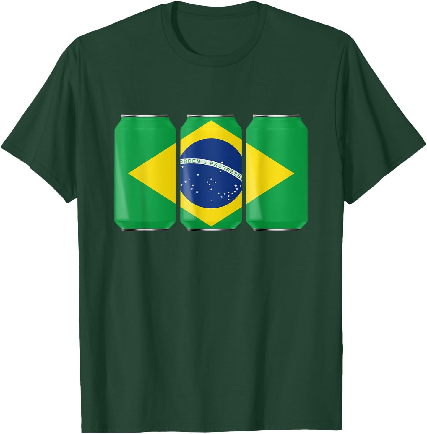 Patriotic Beer Cans Brazil w/ Brazilian Flag Men T-Shirt - T-Shirt | Forest