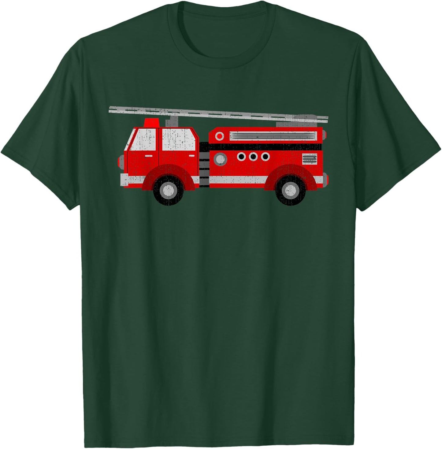 Fire Truck Trucker trailer Ladder kids adults T-Shirt - T-Shirt | Forest
