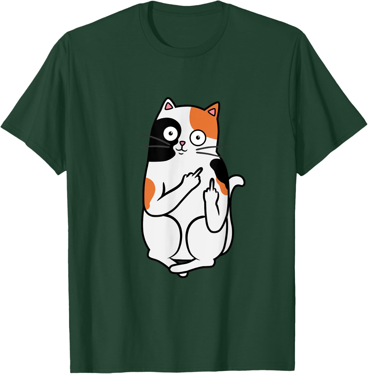 Cat Middle Finger Calico Flippin' Bird T shirt T-Shirt - T-Shirt | Forest