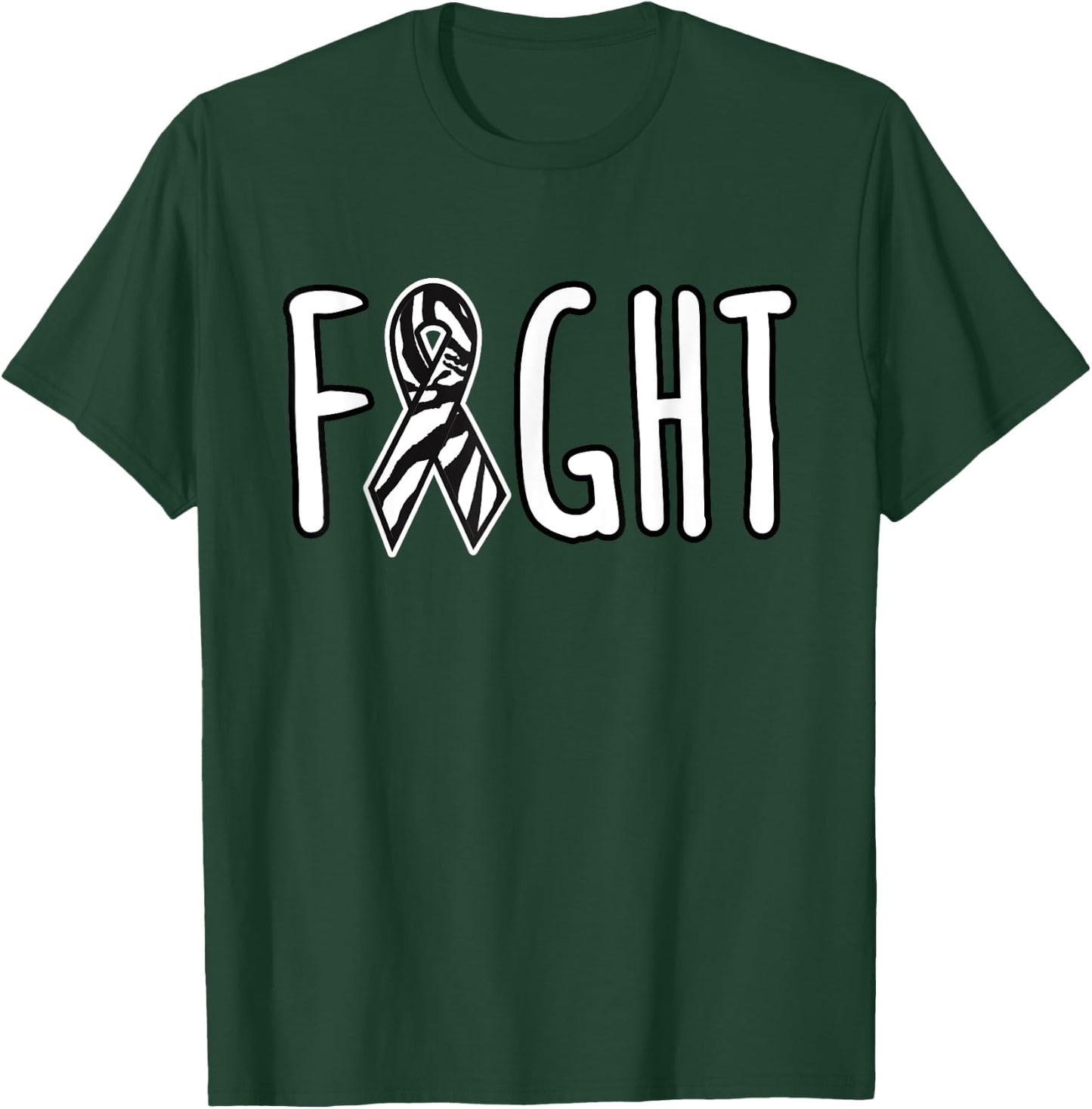 NET Fight Cancer Awareness Zebra Ribbon Walk Group Support T-Shirt - T-Shirt | Forest