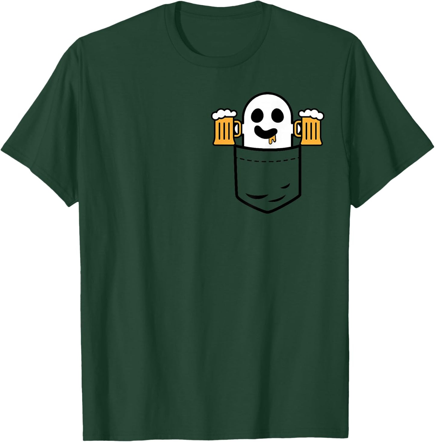 Cute Ghost In Your Pocket Drinking Beer Halloween Costume T-Shirt - T-Shirt | Forest