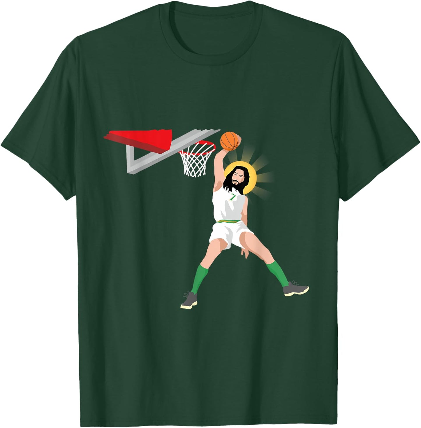 Funny Basketball Jesus Christian Humor Slam Dunk T-Shirt - T-Shirt | Forest