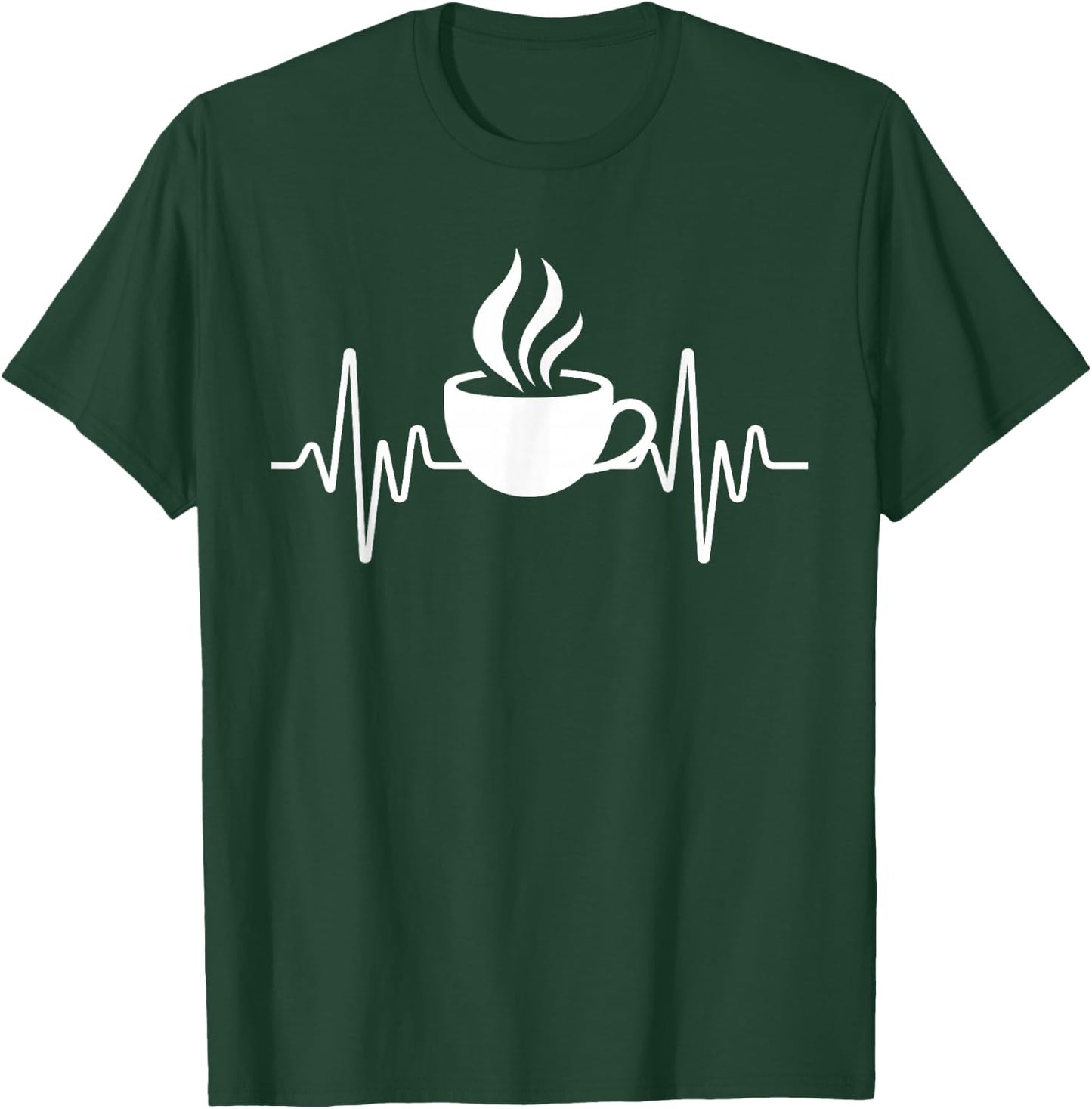 Funny Heartbeat Coffee Cup Cute Heartbeat Coffee Lover T-Shirt - T-Shirt | Forest