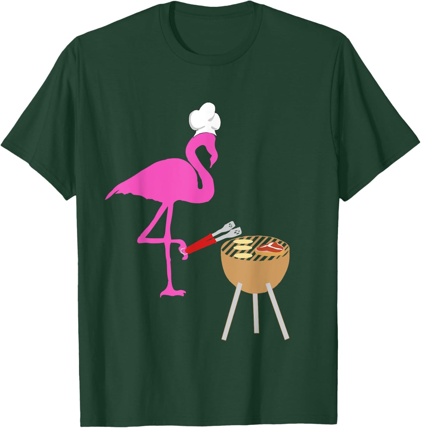 BBQ Flamingo Bird Grilling Cooking Grill Funny Barbecue T-Shirt - T-Shirt | Forest