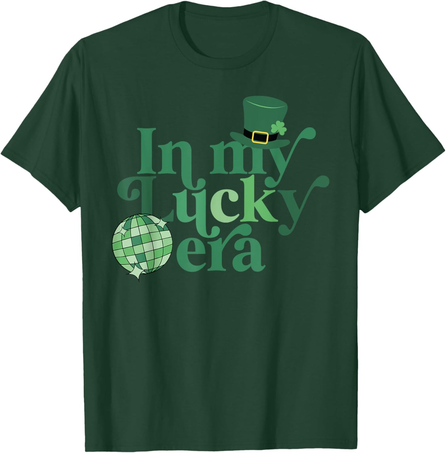 In My Lucky Era Retro Disco St Patricks Day Lucky Shamrock T-Shirt - T-Shirt | Forest