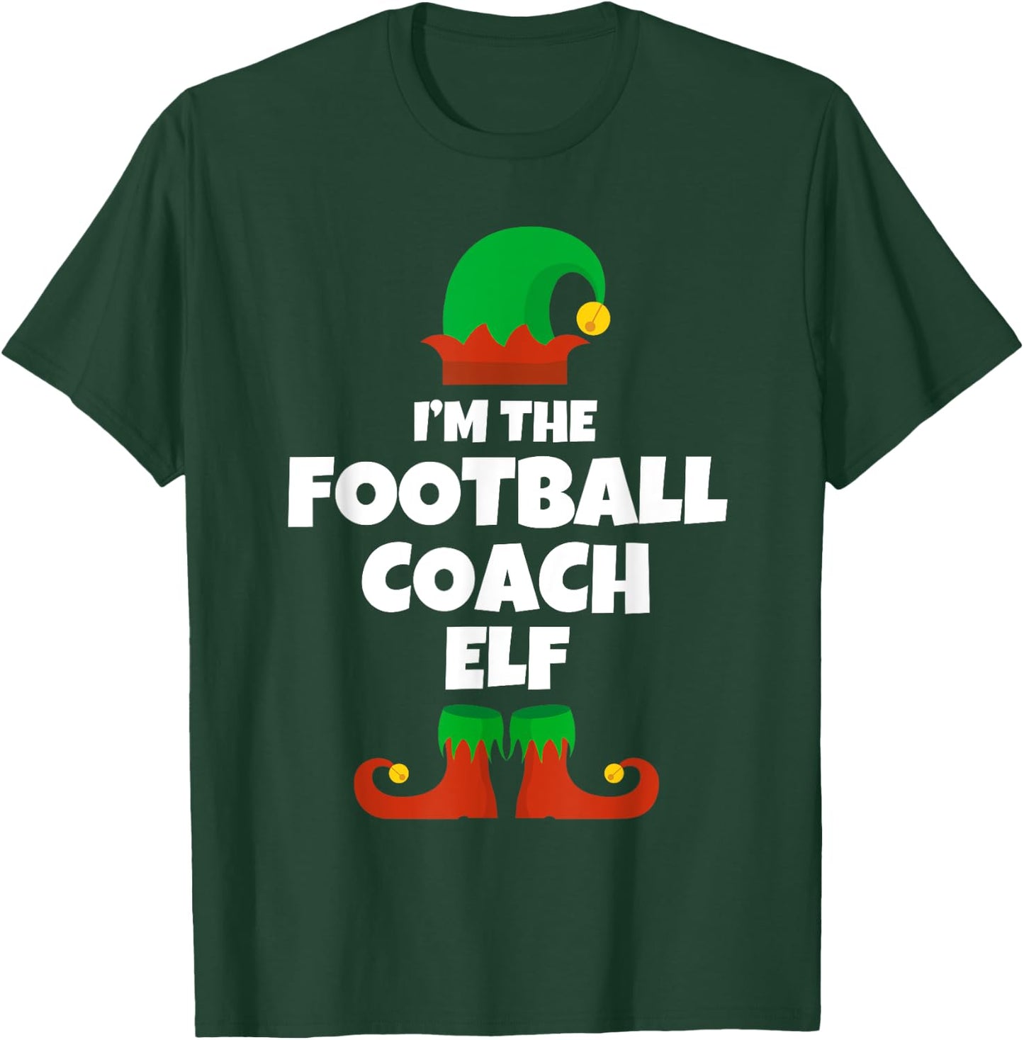I'm The Football Coach Elf Family Pajama Christmas Funny T-Shirt - T-Shirt | Forest