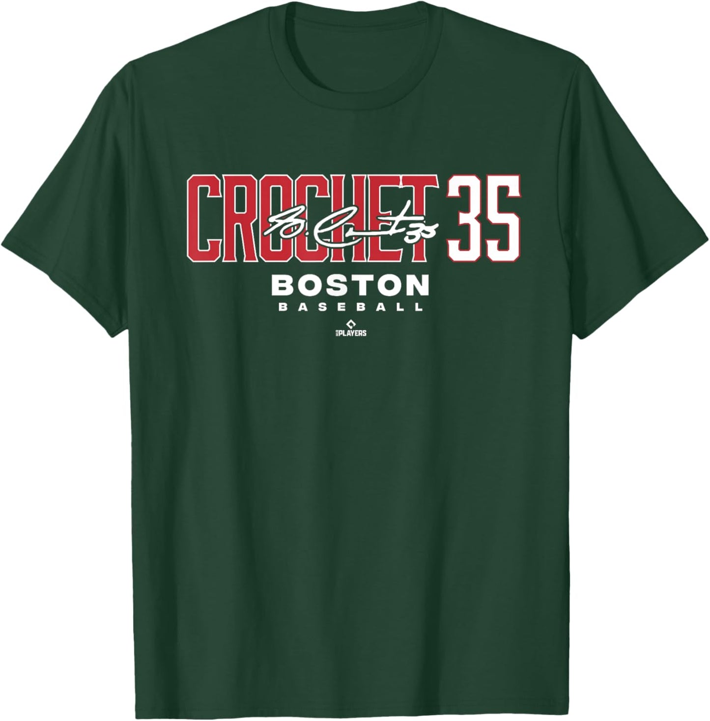 Name Number City Garrett Crochet 35 Boston Baseball MLBPA T-Shirt - T-Shirt | Forest