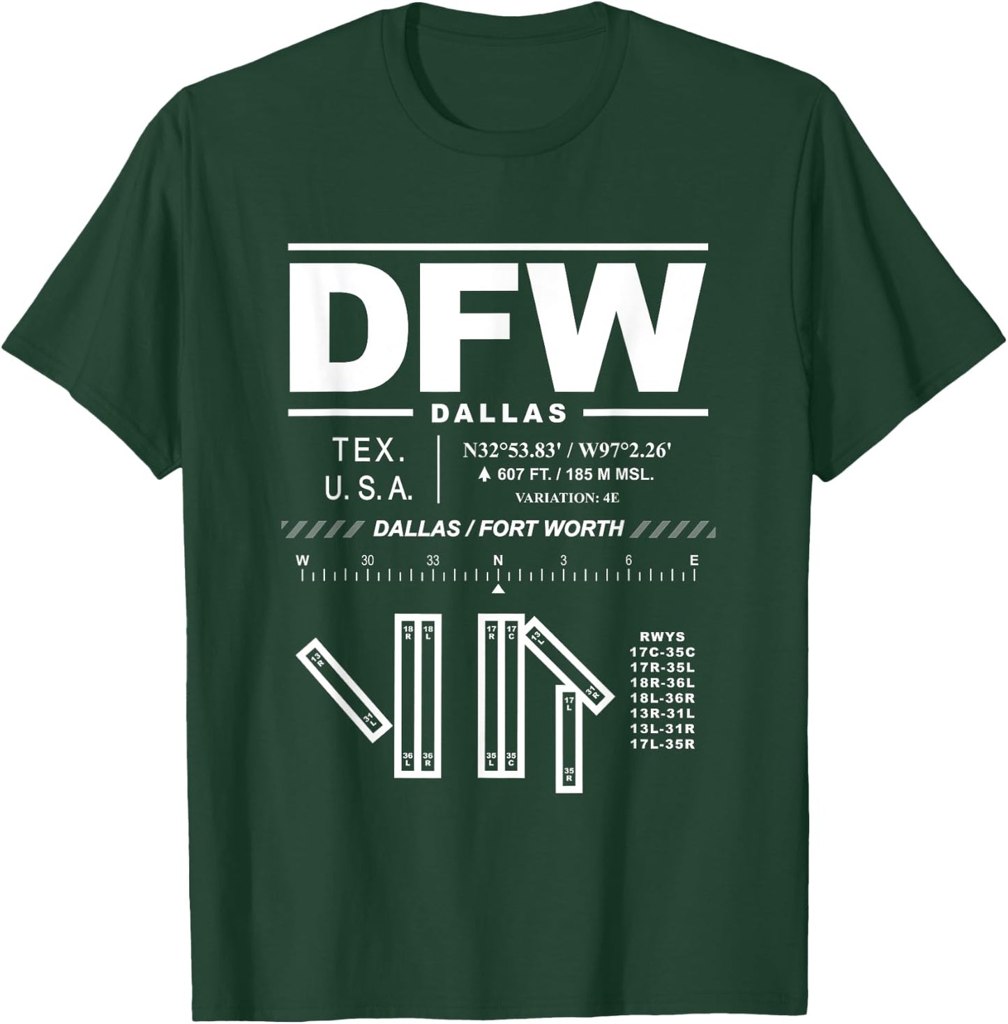 Dallas Fort Worth International Airport Texas DFW T-Shirt - T-Shirt | Forest