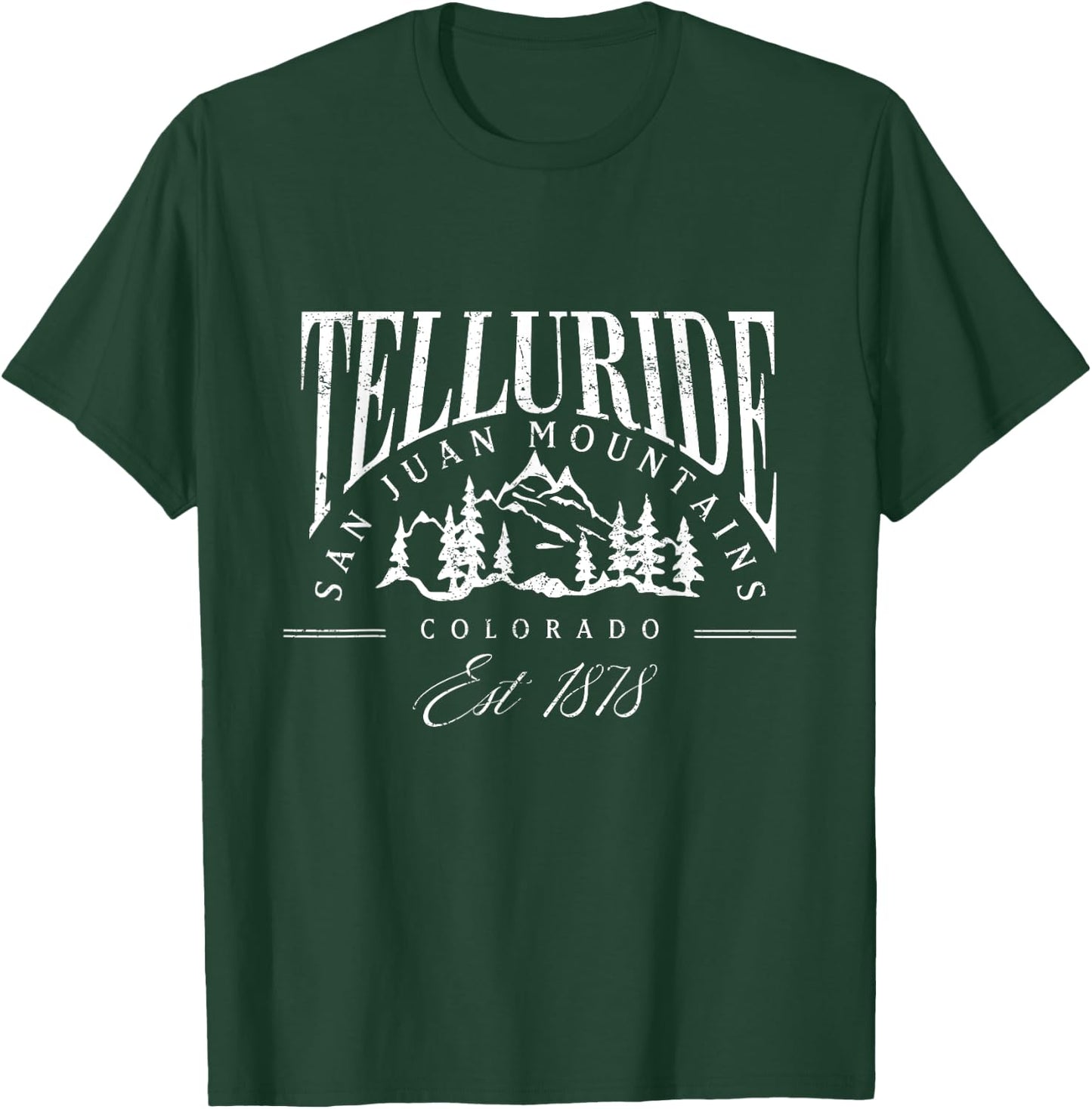 Vintage Telluride Colorado Ski Retro Mountain Varsity Style T-Shirt - T-Shirt | Forest