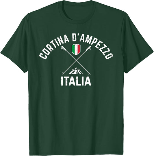 Cortina d'Ampezzo Italia - Cortina d'Ampezzo Italy Ski T-Shirt - T-Shirt | Forest